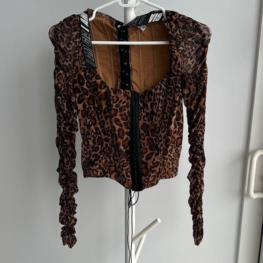 I.AM.GIA Brown Leopard Print Crop Top